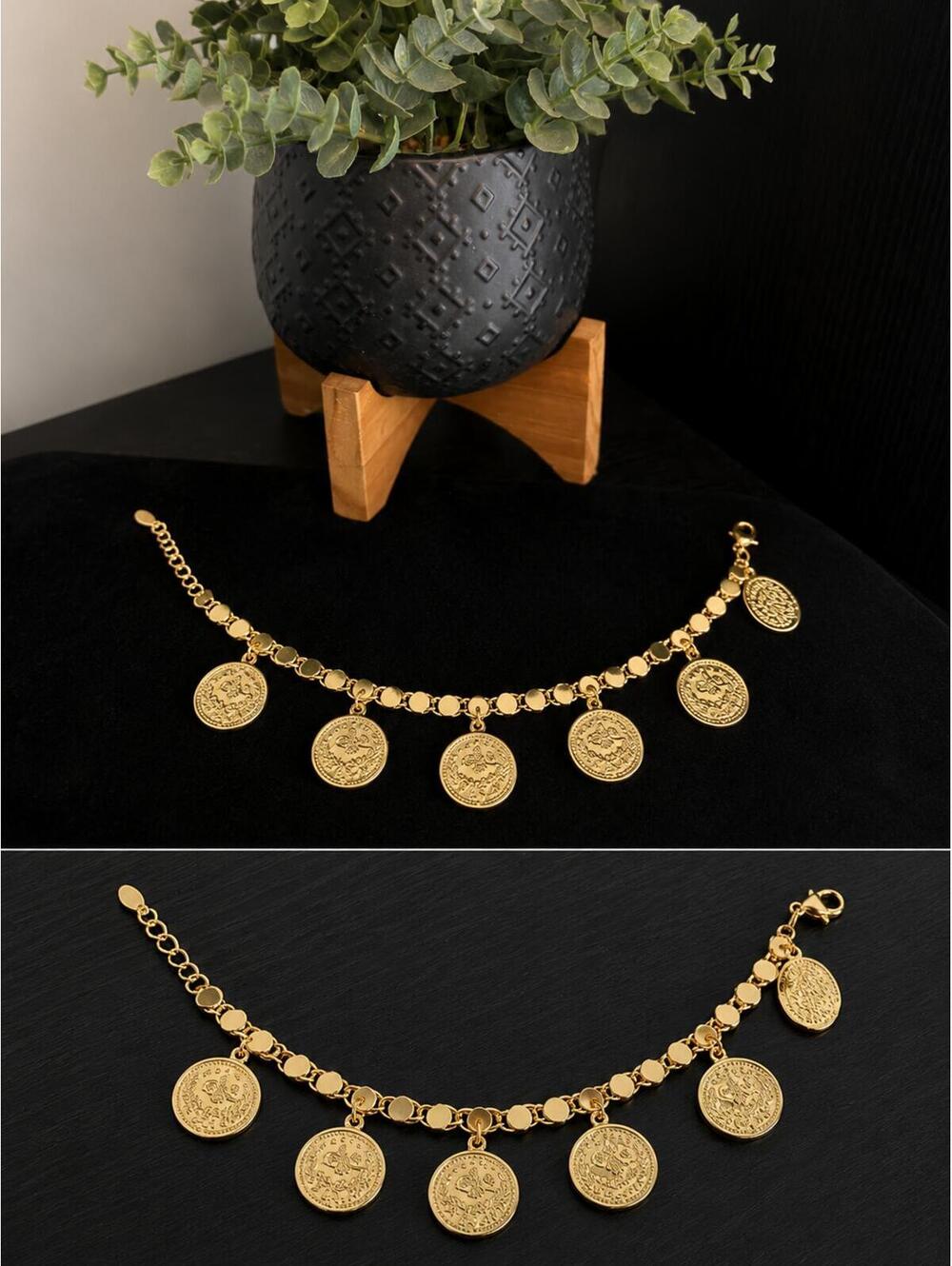 Coin charm bracelet